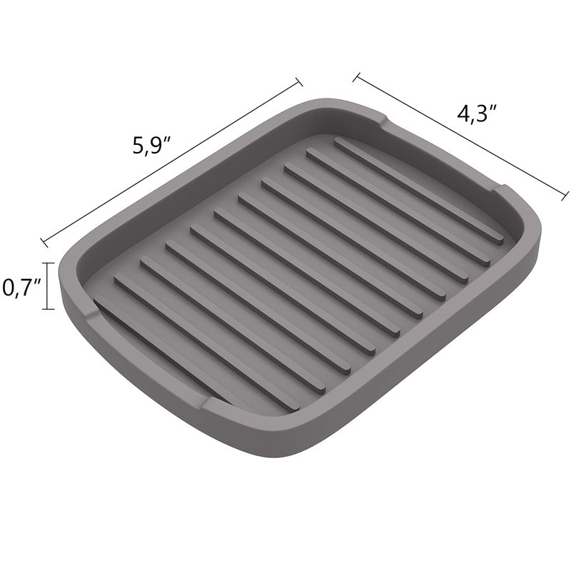 ZAPPOWARE Silicone Sponge Holder -soap Tray - 5.9" X 4.33" Set -2pcs (Gray) - Image 2